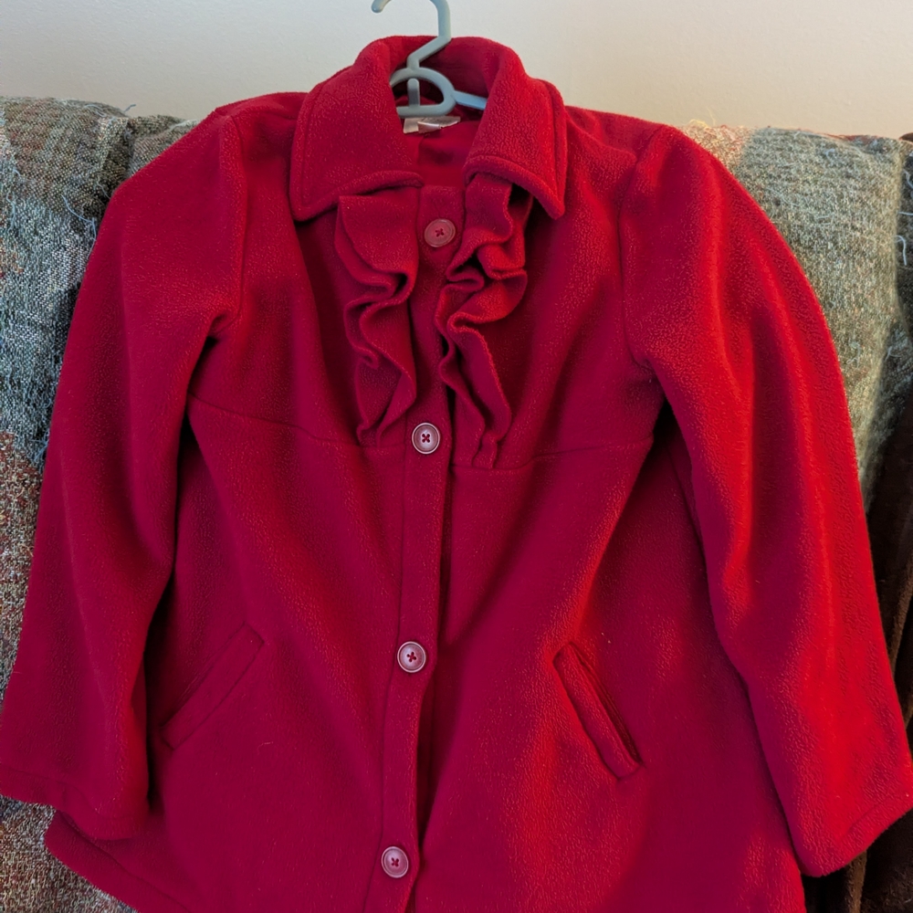 Children's Place Red Kids Pea Coat with Ruffle Detail